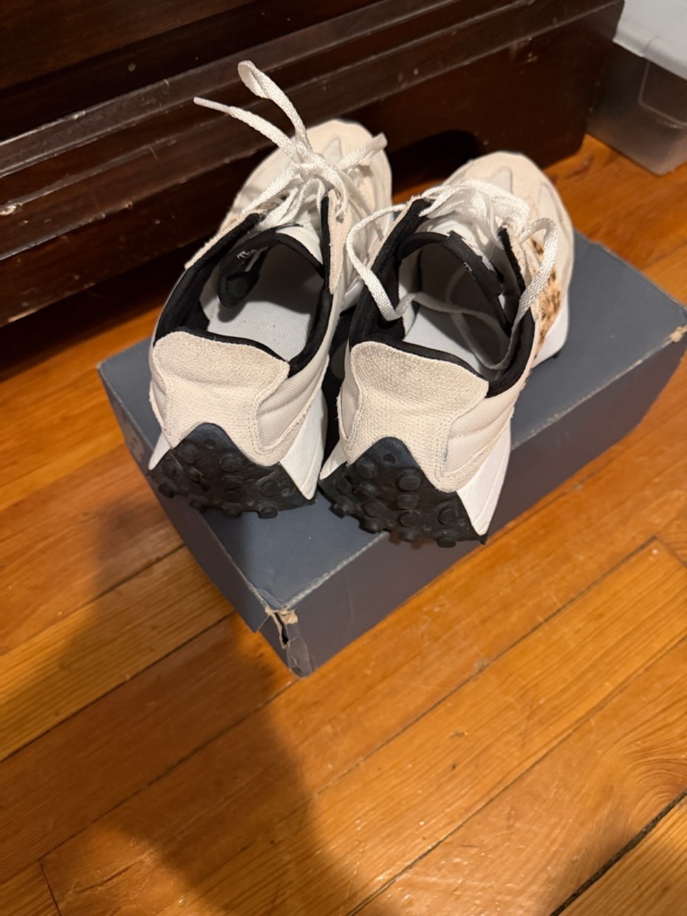 New Balance Cream Sneakers with Leopard Accent - Picture 4 of 5
